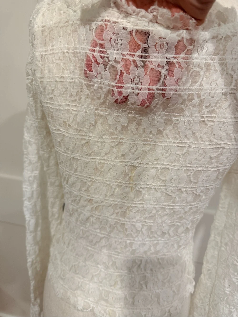Free People Madison White Sheer Lace Cropped Cardigan